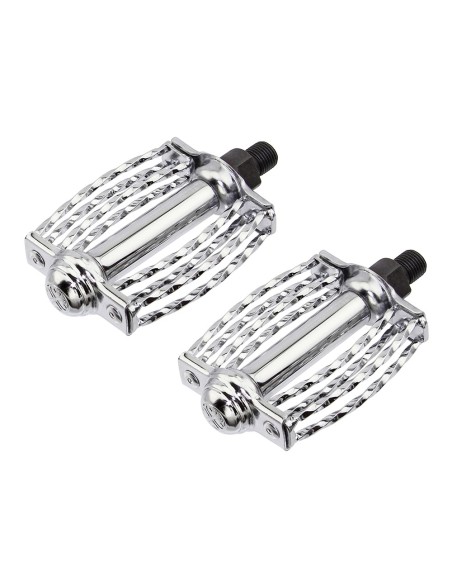 Double Square Round Twisted Pedals 1/2 Chrome.